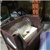 Image 2 : BOX OF THROW BLANKET, BATH RUG AND 2 STUFFED ANIMALS WITH 3 STACKING ORGANIZERS WITH CONTENTS