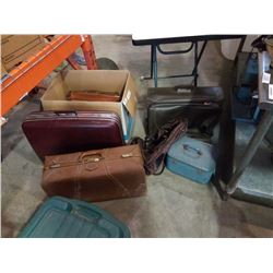 LOT OF VINTAGE LEATHER SUITCASES, BRIEFCASES, BAGS