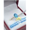 Image 2 : 10KT YELLOW GOLD 8x6mm GENUINE BLUE TOPAZ AND DIAMOND RING W/ APRAISAL $2220 - SIZE 6.25, 1.3CTS TOP