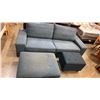 Image 1 : BLUE UPHOLSTERED URBAN BARN PILLOWBACK SOFA WITH 2 STORAGE OTTOMANS