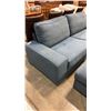 Image 2 : BLUE UPHOLSTERED URBAN BARN PILLOWBACK SOFA WITH 2 STORAGE OTTOMANS