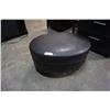 Image 1 : BLACK LEATHER OVAL OTTOMAN