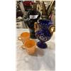 Image 1 : ART GLASS VASE, CARNIVAL GLASS CUPS AND ITALIAN VASE