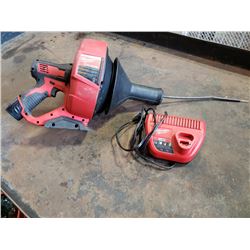 Milwaukee cordless drain snake with batteries and charger tested and working