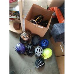 BOX OF ASSORTED HELMETS