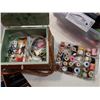 Image 2 : SMALL TOTE OF BELTS, BULBS AND 2 WICKER BASKETS WITH CONTENTS, SEWING SUPPLIES