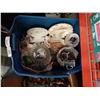 Image 2 : LARGE TOTE AND BOX OF COLLECTABLES, CHINA PLATES, GLASS BOWLS
