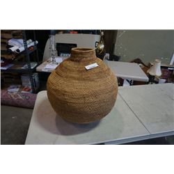 24 INCH TALL RATTAN VASE