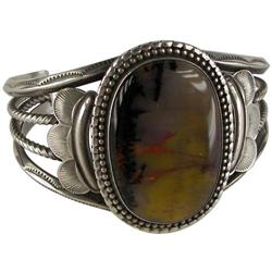 Navajo Bracelet with Moss Agate