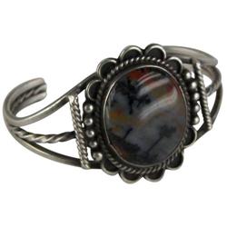 Navajo Bracelet with Moss Agate