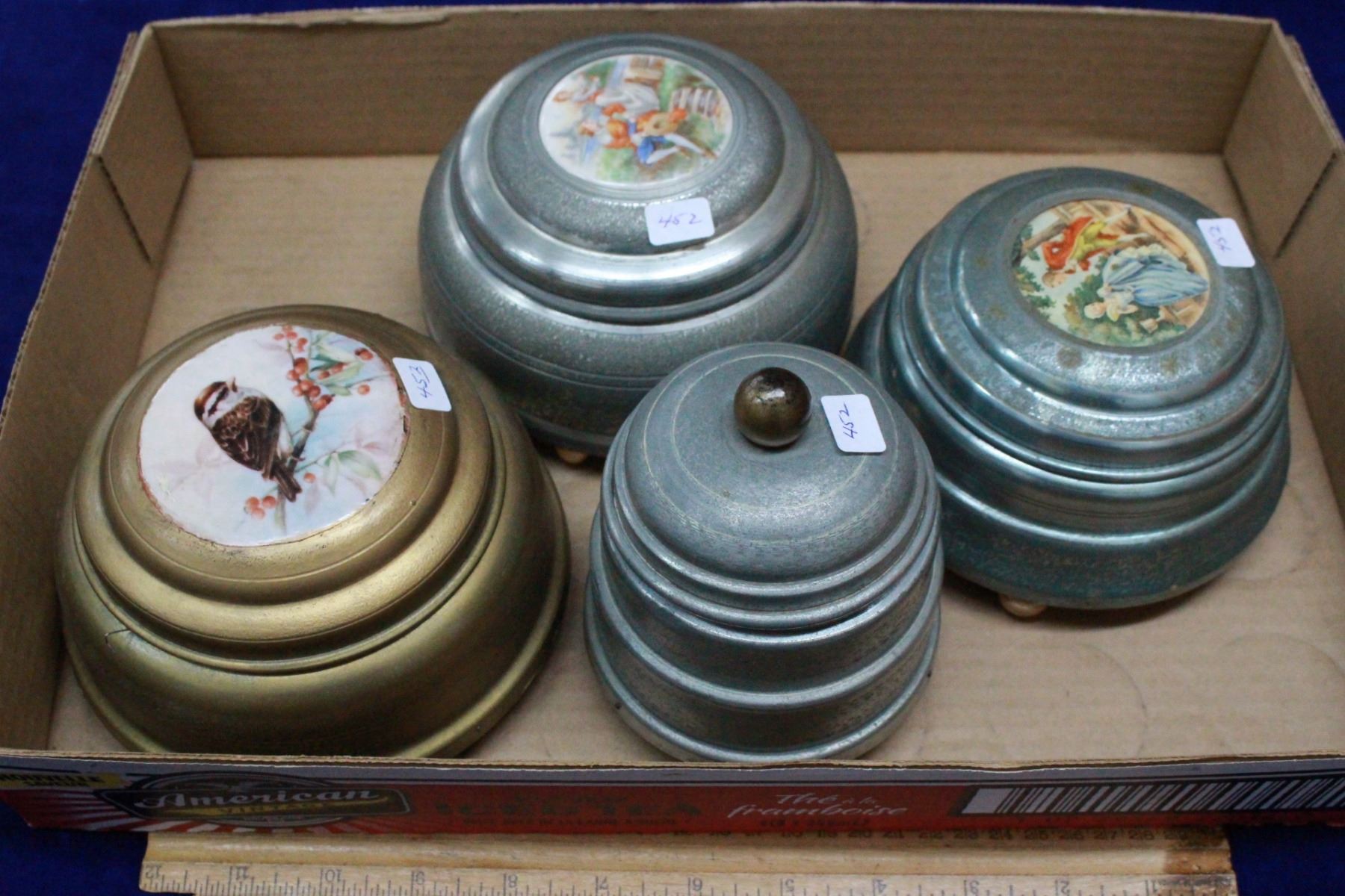 Four Musical Powder Boxes (Working Condition)