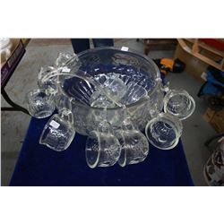 Punch Bowl set with 12 Cups, Hooks and a Ladle