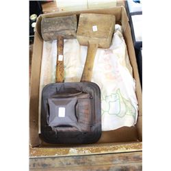 Two Wooden Mallets; Robin Hood Rolled Oats Bag & a Stove-Top Toaster
