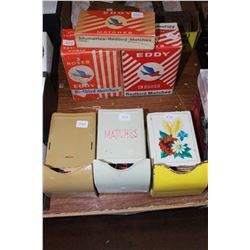 Three Metal Match Box Holders & a Collection of Eddy Matches in the Original Packaging