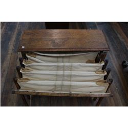 Oak Framed Folding Canvas Cot (when folded up is a bench)