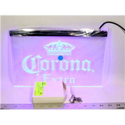 LIGHTED NEON BLUE "CORONA EXTRA" SIGN