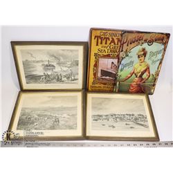 3-PCS FRAMED PRINTS & 2-PCS METAL SIGNS