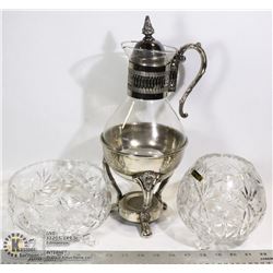 BOX OF CRYSTAL BOWLS AND CARAFE