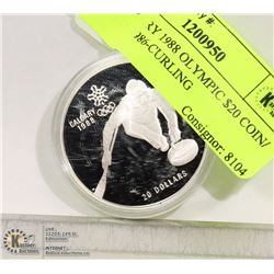 CALGARY 1988 OLYMPIC $20 COIN/ DATED 1987-CURLING