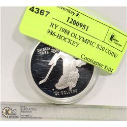 CALGARY 1988 OLYMPIC $20 COIN/ DATED 1986-HOCKEY