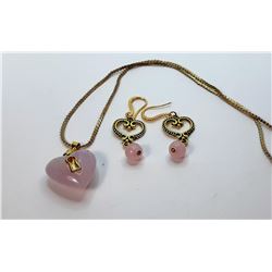 27)  NATURAL ROSE QUARTZ HEART WITH KEY