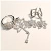Image 1 : SILVER CUBIC ZIRCONIA EARRING, PENDENT, RING SET