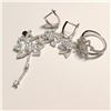 Image 2 : SILVER CUBIC ZIRCONIA EARRING, PENDENT, RING SET