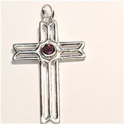 SILVER AMETHYST CROSS PENDANT