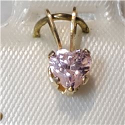 14K YELLOW GOLD CUBIC ZIRCONIA PINK PENDANT