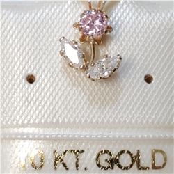 10K YELLOW GOLD CUBIC ZIRCONIA WHITE, PINK