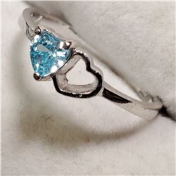 SILVER CUBIC ZIRCONIA BLUE RING