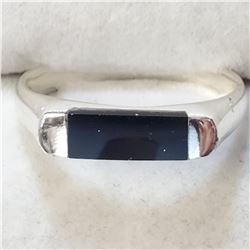SILVER ONYX BLACK ONYX RING (~SIZE 8)