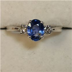 10K WHITE GOLD  SAPPHIRE-CEYLON(1CT) DIAMOND