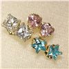 Image 4 : 9K YELLOW GOLD CUBIC ZIRCONIA 3 PAIRS BLUE,PINK