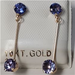 10K YELLOW GOLD TANZANITE(1CT)  EARRINGS
