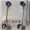 Image 1 : 10K YELLOW GOLD TANZANITE(1CT)  EARRINGS