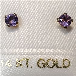 14K YELLOW GOLD AMETHYST  EARRINGS
