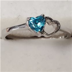 SILVER CUBIC ZIRCONIA BLUE RING