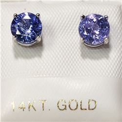 14K WHITE GOLD TANZANITE(1.5CT)  EARRINGS