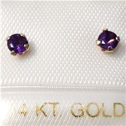 14K YELLOW GOLD AMETHYST SCREWBACK EARRINGS