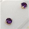 Image 3 : 14K YELLOW GOLD AMETHYST SCREWBACK EARRINGS