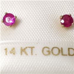 14K YELLOW GOLD RUBY  EARRINGS, MADE IN CANADA