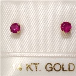 14K YELLOW GOLD RUBY  EARRINGS, MADE IN CANADA