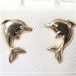 14K YELLOW GOLD DOLPHINS EARRINGS