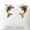 Image 2 : 14K YELLOW GOLD DOLPHINS EARRINGS