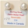Image 2 : SILVER PEARL REVERSIBLE REVERSABLE EARRINGS