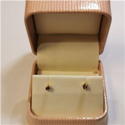 14K YELLOW GOLD AMETHYST SCREWBACK EARRINGS