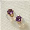 Image 4 : 14K YELLOW GOLD AMETHYST SCREWBACK EARRINGS