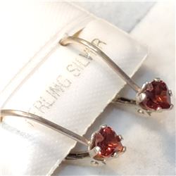 SILVER GARNET  EARRINGS