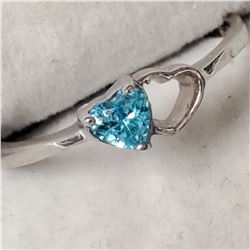 SILVER CUBIC ZIRCONIA BLUE  RING